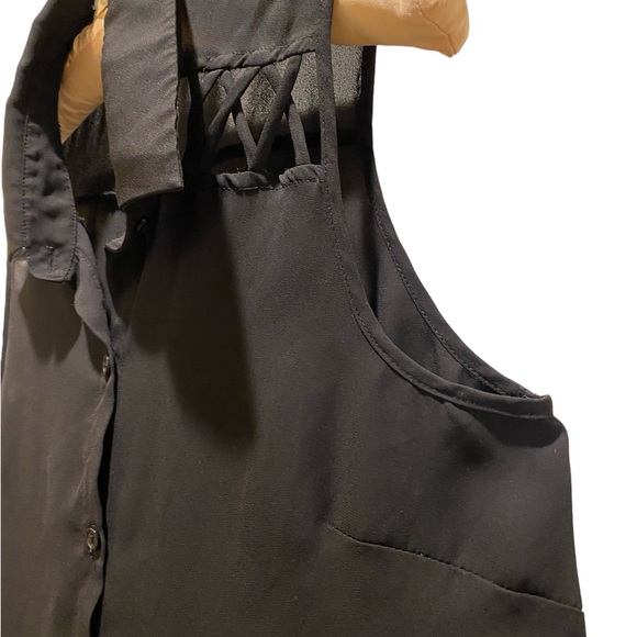 Halter Cut Sleeveless Sheer Black Top - Picture 3 of 11